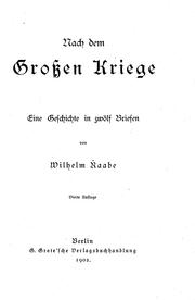 Cover of: Nach dem grossen Kriege: eine Geschichte in zwölf Briefen