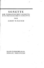 Cover of: Sonette by von Albert H. Rausch.