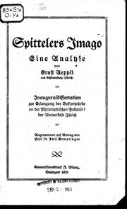 Cover of: Spittelers Imago: eine Analyse