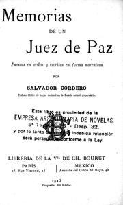 Cover of: Memorias de un juez de paz by por Salvador Cordero.