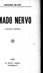 Cover of: Amado Nervo by Eduardo de Ory.