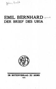 Cover of: Der Brief des Uria