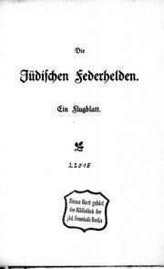Cover of: Die jüdischen Federhalten: ein Flugblatt.