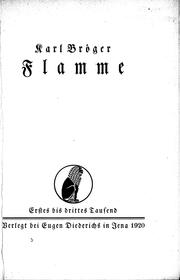 Cover of: Flamme by Karl Bröger.