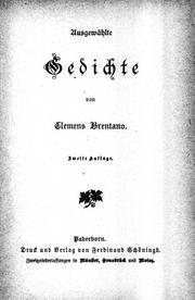 Cover of: Ausgewählte Gedichte by von Clemens Brentano.
