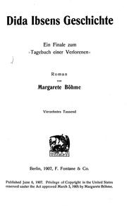 Cover of: Dida Ibsens Geschichte by von Margarete Böhme.