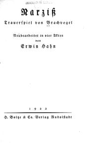 Cover of: Narziss by Albert Emil Brachvogel