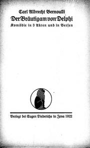 Cover of: Der Bräutigam von Delphi by Carl Albrecht Bernoulli.