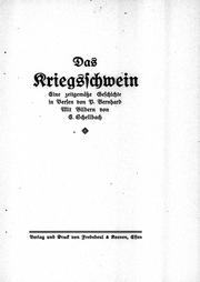 Cover of: Das Kriegsschwein by P. BERNHARD