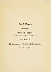 An address delivered by Henry M. Rogers .. by Henry Munroe Rogers