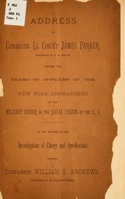 Cover of: Address of Companion Lt. Com'd'r James Parker