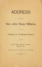 Cover of: Address of the Hon. John Sharp Williams | John Sharp Williams