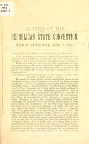 Address of the Republican state convention by Republican party, Arkansas. Convention, 1874
