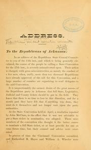 Cover of: Address. | Republican party. Arkansas. Resident executive committee.