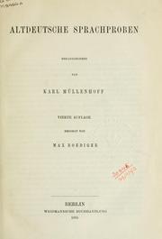 Cover of: Altdeutsche Sprachproben by Karl Müllenhoff