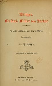 Cover of: Alxinger, Musäus, Müller von Itzehoe