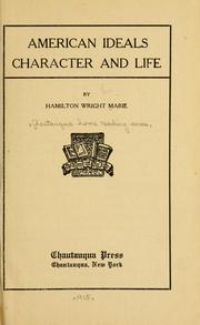 Cover of: American ideals, character and life.