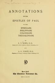 Cover of: Annotations on the Epistles of Paul to the Ephesians, Philippians, Colossians, Thessalonians