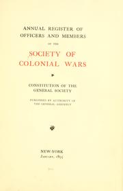 Cover of: Annual register of officers and members of the Society of colonial wars by Society of colonial wars