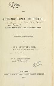Cover of: The auto-biography of Goethe. by Johann Wolfgang von Goethe