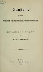 Cover of: Bausteine zu einem Wörterbuch der sinnverwandten Ausdrücke im Deutschen.