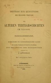 Cover of: Beitrag zur Kenntniss des Elsässer Tertiärs by Achilles Andreae