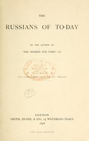 Cover of: Russians of to-day. by Eustace Clare Grenville Murray