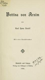 Cover of: Bettina von Arnim: mit vier Kunstdrucken.