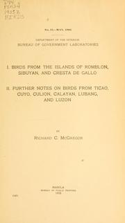 Cover of: Birds from the islands of Romblon, Sibuyan, and Cresta de Gallo by Richard Crittenden McGregor
