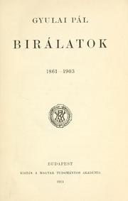 Cover of: Birálatok, 1861-1903.
