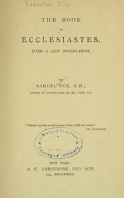 Cover of: The book of Ecclesiastes: with a new translation.