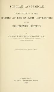 Cover of: Scholae academicae by Wordsworth, Christopher, Wordsworth, Christopher