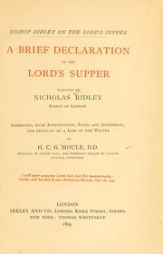 Cover of: brief declaration of the Lord's Supper