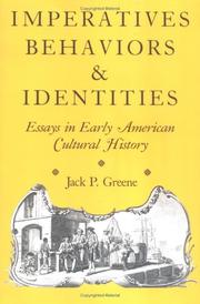 Cover of: Imperatives, behaviors, and identities: essays in early American cultural history