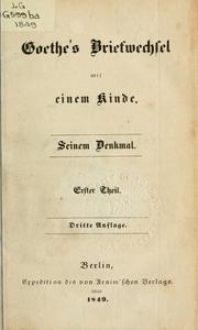 Cover of: Briefwechsel mit einem Kinde by Johann Wolfgang von Goethe