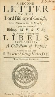 Cover of: A second letter to the Lord Bishop of Carlisle ... upon the subject of Bishop Merks by White Kennett