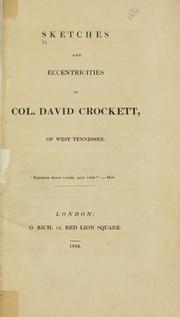 Cover of: Sketches and eccentricities of Col. David Crockett: of West Tennessee