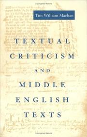 Cover of: Textual criticism and Middle English texts