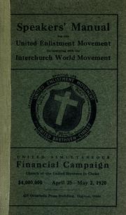 Cover of: Speakers' manual for the United enlistment movement by United Brethren in Christ. United enlistment movement.