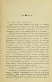 Cover of: Special message of Governor Herbert S. Hadley concerning repairs to old Capitol: with report of architects, to the Forty-sixth General assembly.