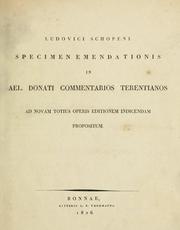 Cover of: Specimen emendationis in Ael.: Donati commentarios Terentianos, ad novam totius operis editionem indicendam propositum.