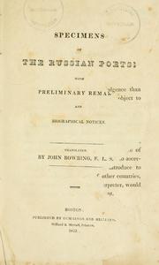 Cover of: Specimens of the Russian poets: with preliminary remarks and biographical notices.
