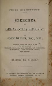 Cover of: Speeches on parliamentary reform, &c. by Bright, John