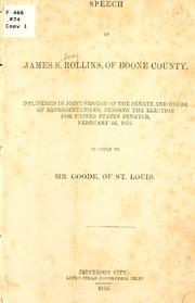 Cover of Speech of James S. Rollins, of Boone County, delivered in joint session of the Senate and House of Representatives, pending the election for United States senator, February 2d, 1855