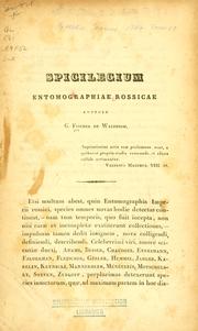 Cover of: Spicilegium entomographiae rossicae. by Gotthelf Fischer von Waldheim