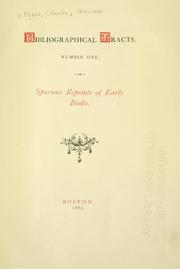 Cover of: Spurious reprints of early books.