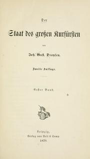 Cover of: Der Staat des grossen Kurfürsten
