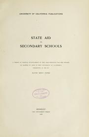 Cover of: State aid to secondary schools ...