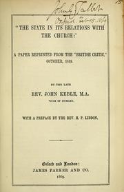 Cover of: The state in its relations with the church by John Keble