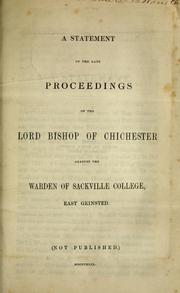 Cover of: A statement of the late proceedings of the Lord Bishop of Chichester by Ashurst Turner Gilbert